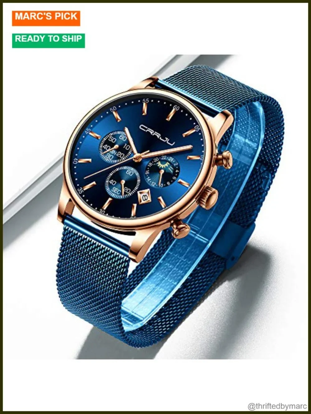 Men's Fashion Casual Chronograph Watch with Mesh Strap